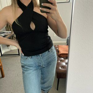 NWT Black Criss Cross Top